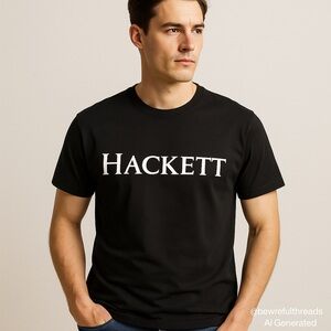 Hackett London Minimalist Logo Tee Black Cotton British Classic Fit L